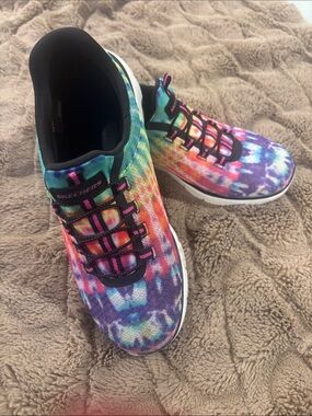 Skechers women’s Tie-Dye Athletic Slip-On Sneakers - Rainbow
